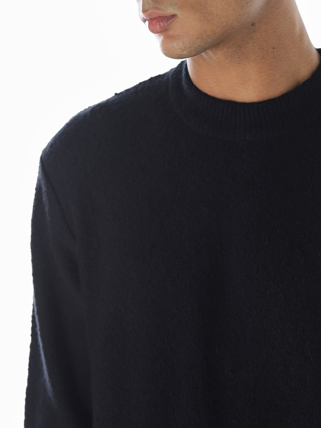Knitted Relaxed Fit Pullover - Black
