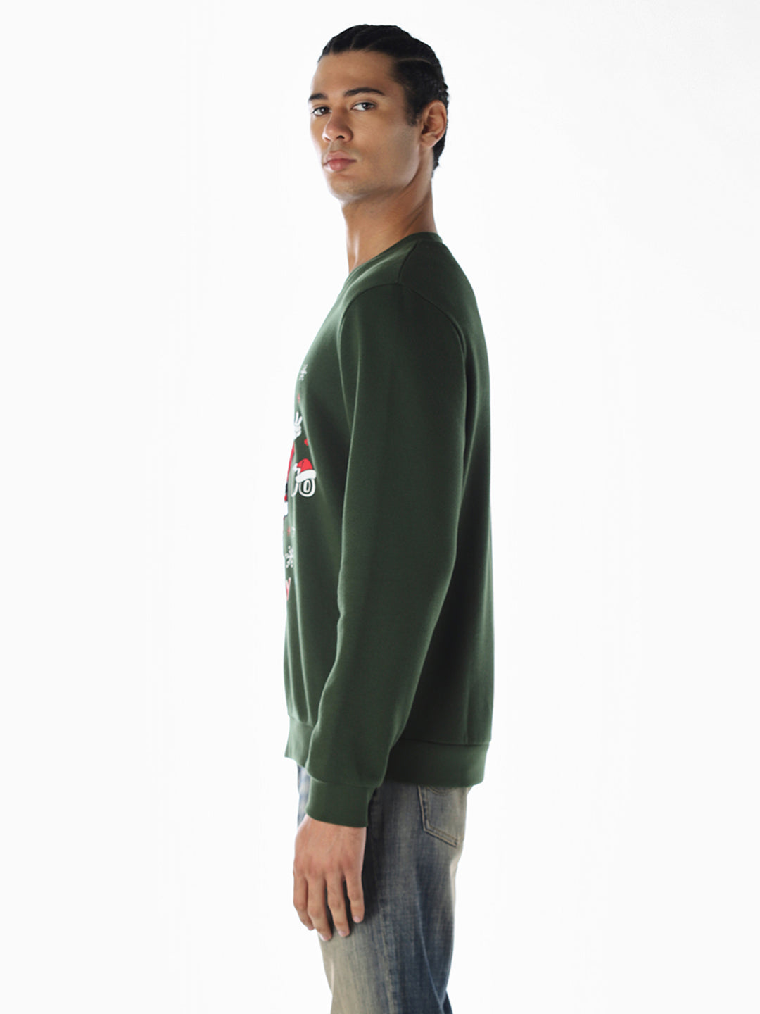 Santa Printed Sweatshirt - Green