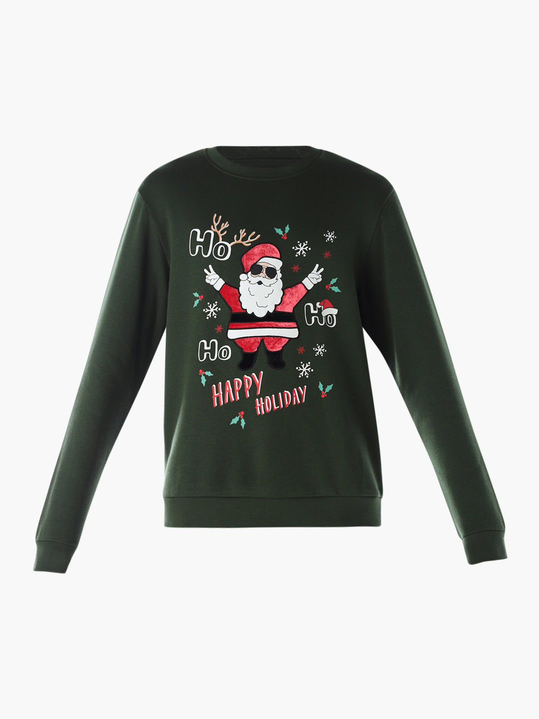 Santa Printed Sweatshirt - Green