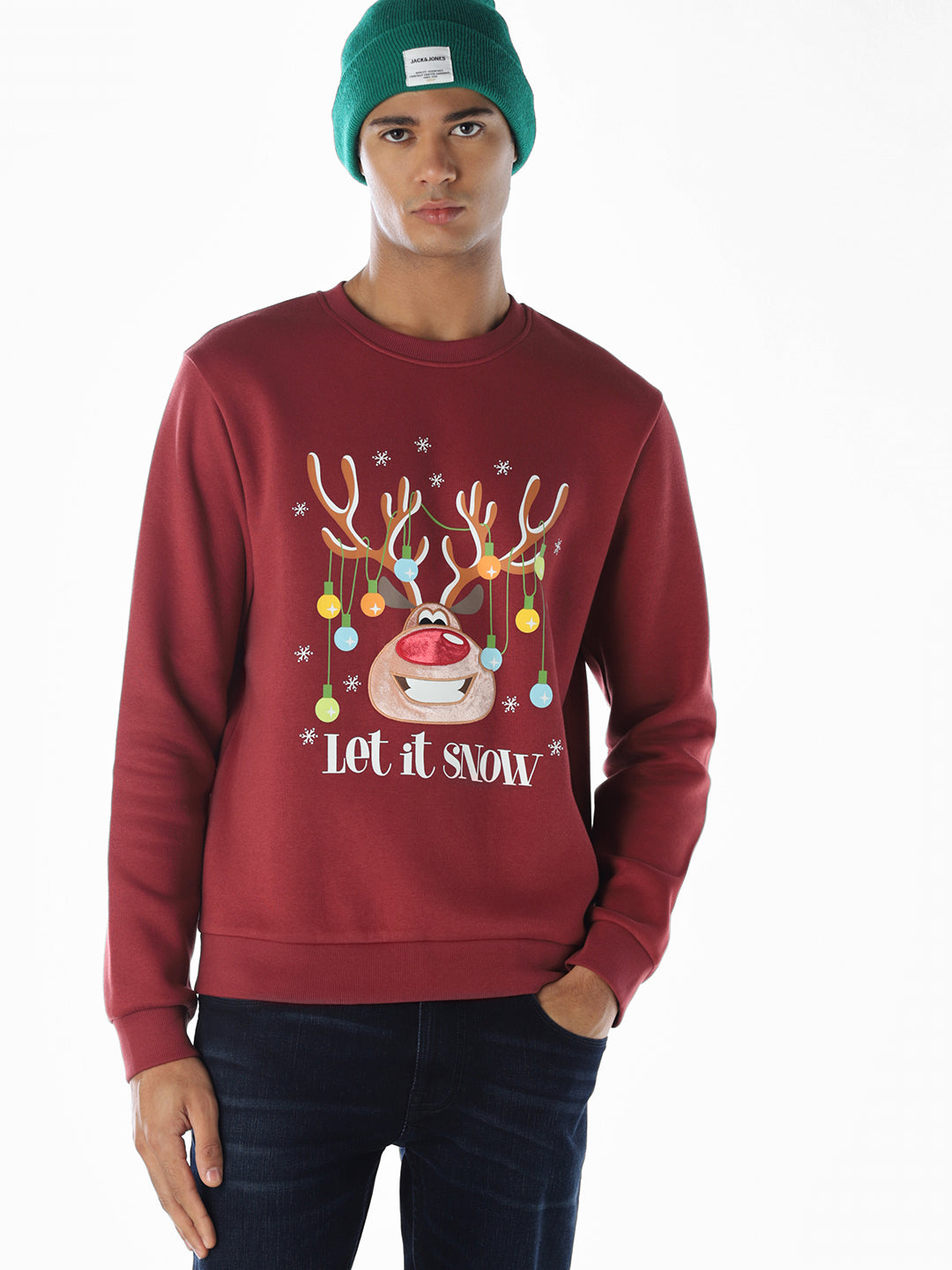 Reindeer  X-Mas Printed Sweatshirt - Red