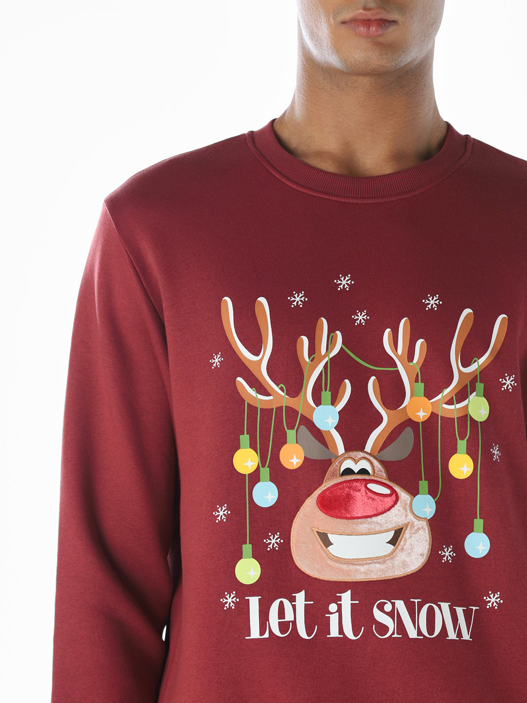 Reindeer  X-Mas Printed Sweatshirt - Red