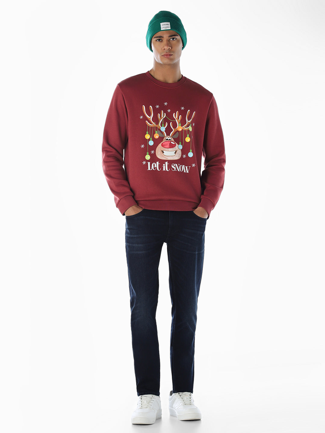 Reindeer  X-Mas Printed Sweatshirt - Red
