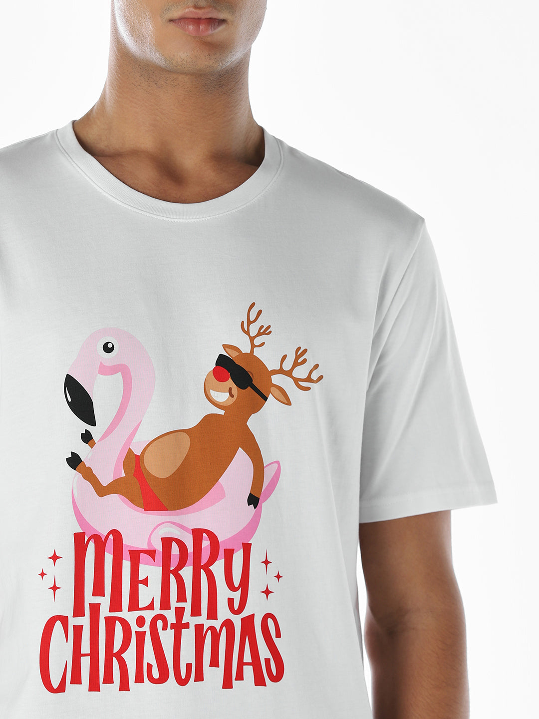 Reindeer X-Mas Printed T-shirt - White