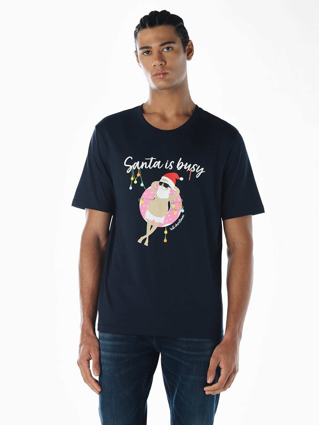 Reindeer X-Mas Printed T-shirt - Blue