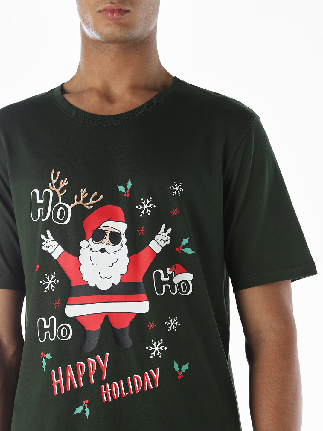 Santa X-Mas Printed T-shirt - Green