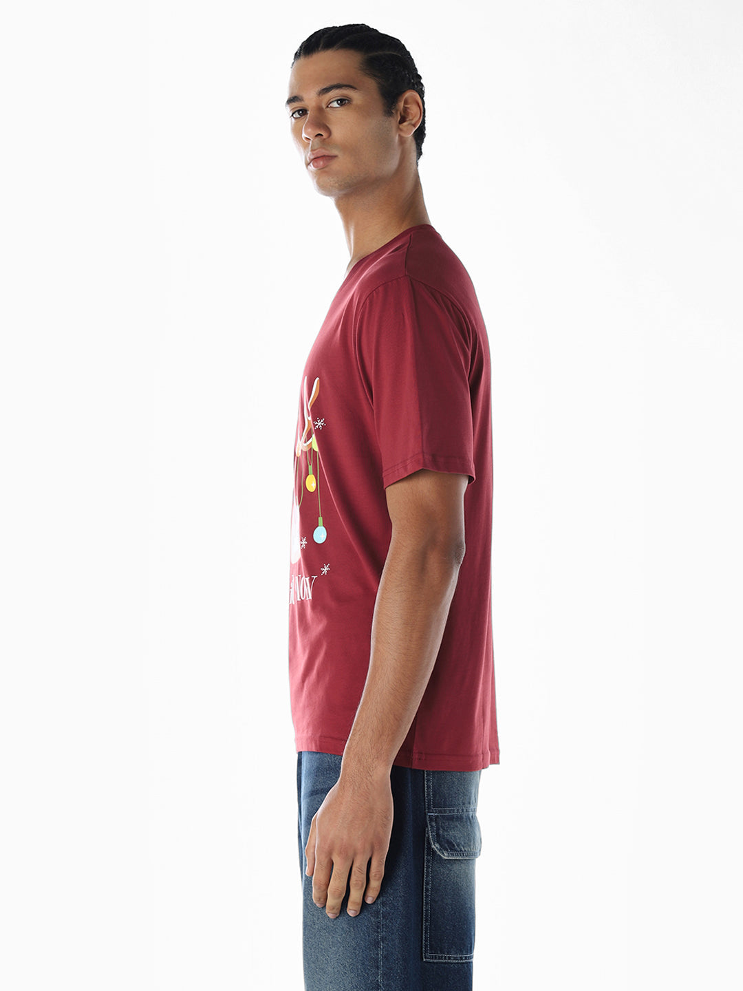 Reindeer X-Mas Printed T-shirt - Red