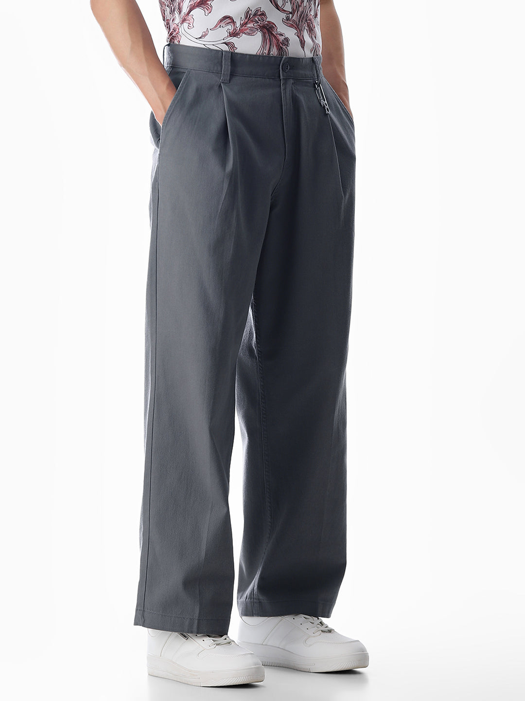 Buy Grey Loose Fit Cotton Chinos for Mens Online at Jack&Jones