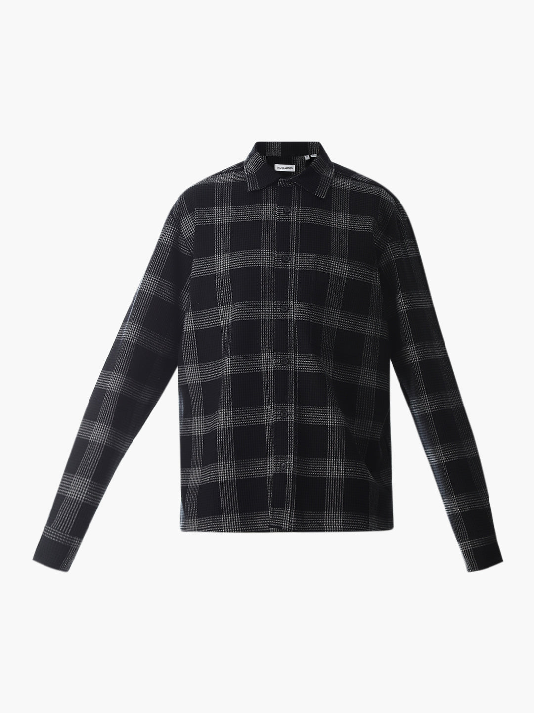 Black Waffle Check Cotton Shirt