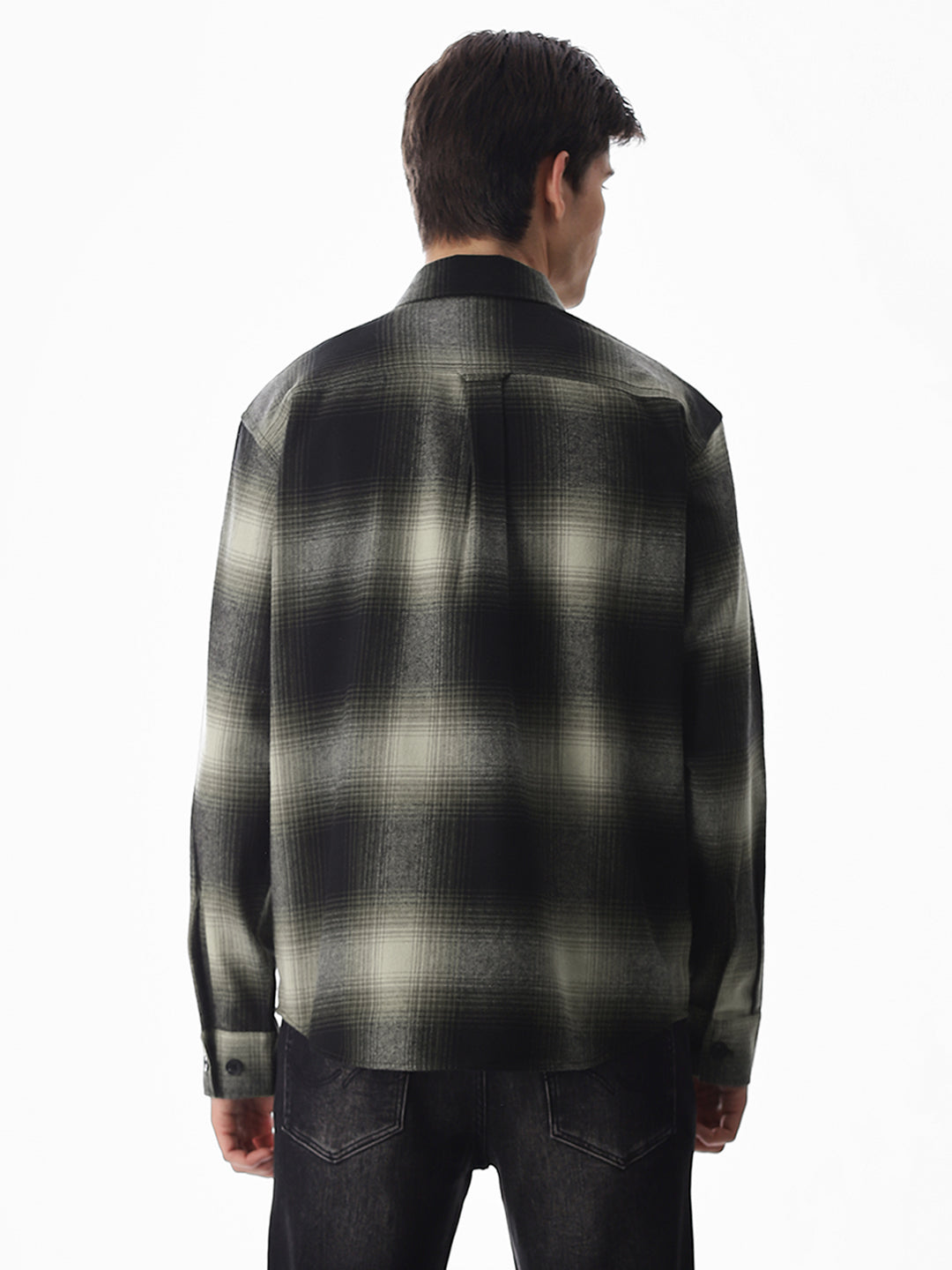 Check Oversized Overshirt - Dark Green