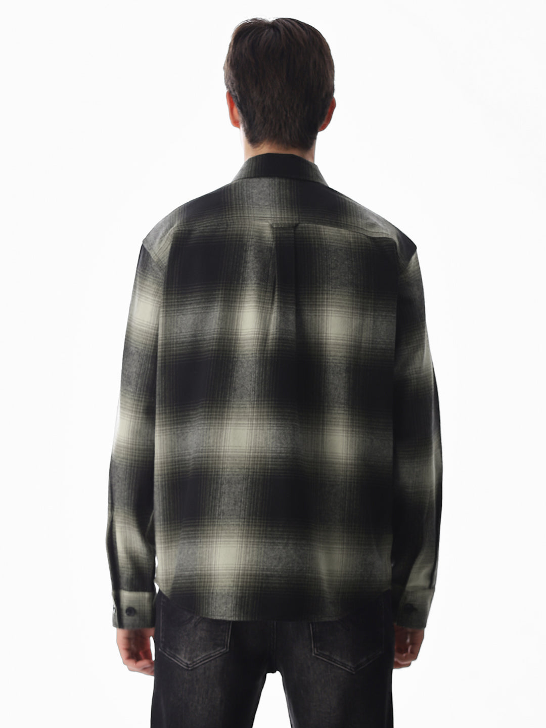 Check Oversized Overshirt - Dark Green