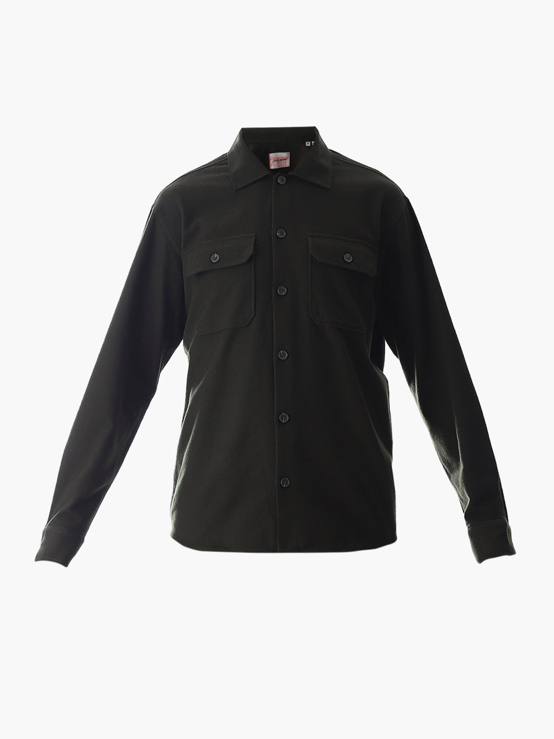 Men's Green Solid Oversized Shacket Shirt With Flap Pockets