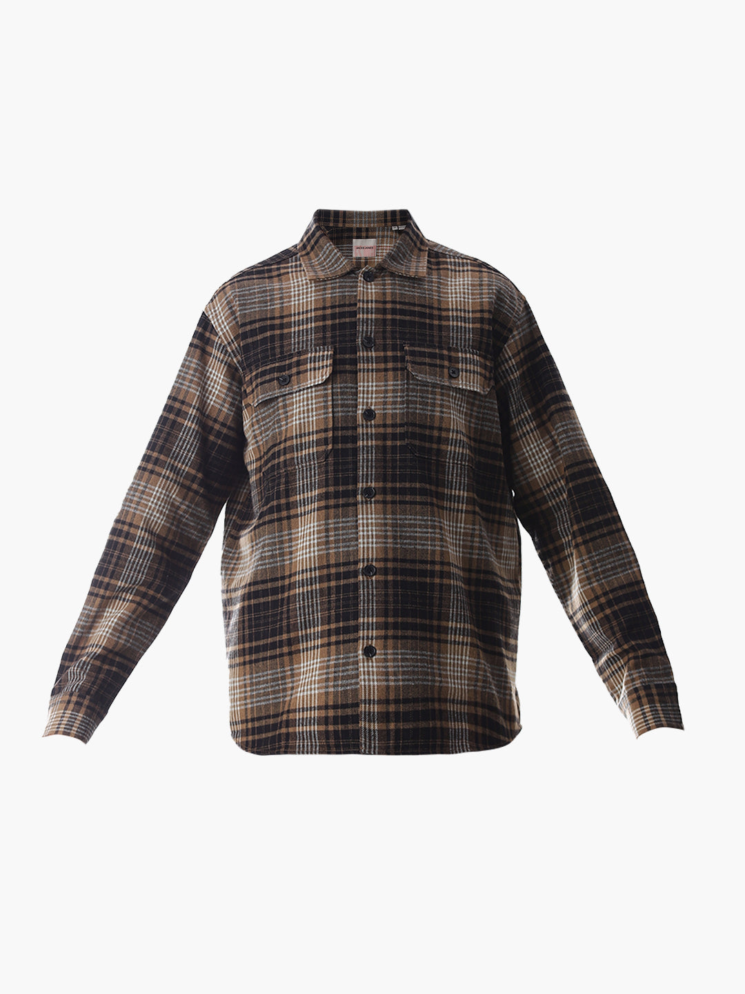 Check Oversized Overshirt - Dark Brown