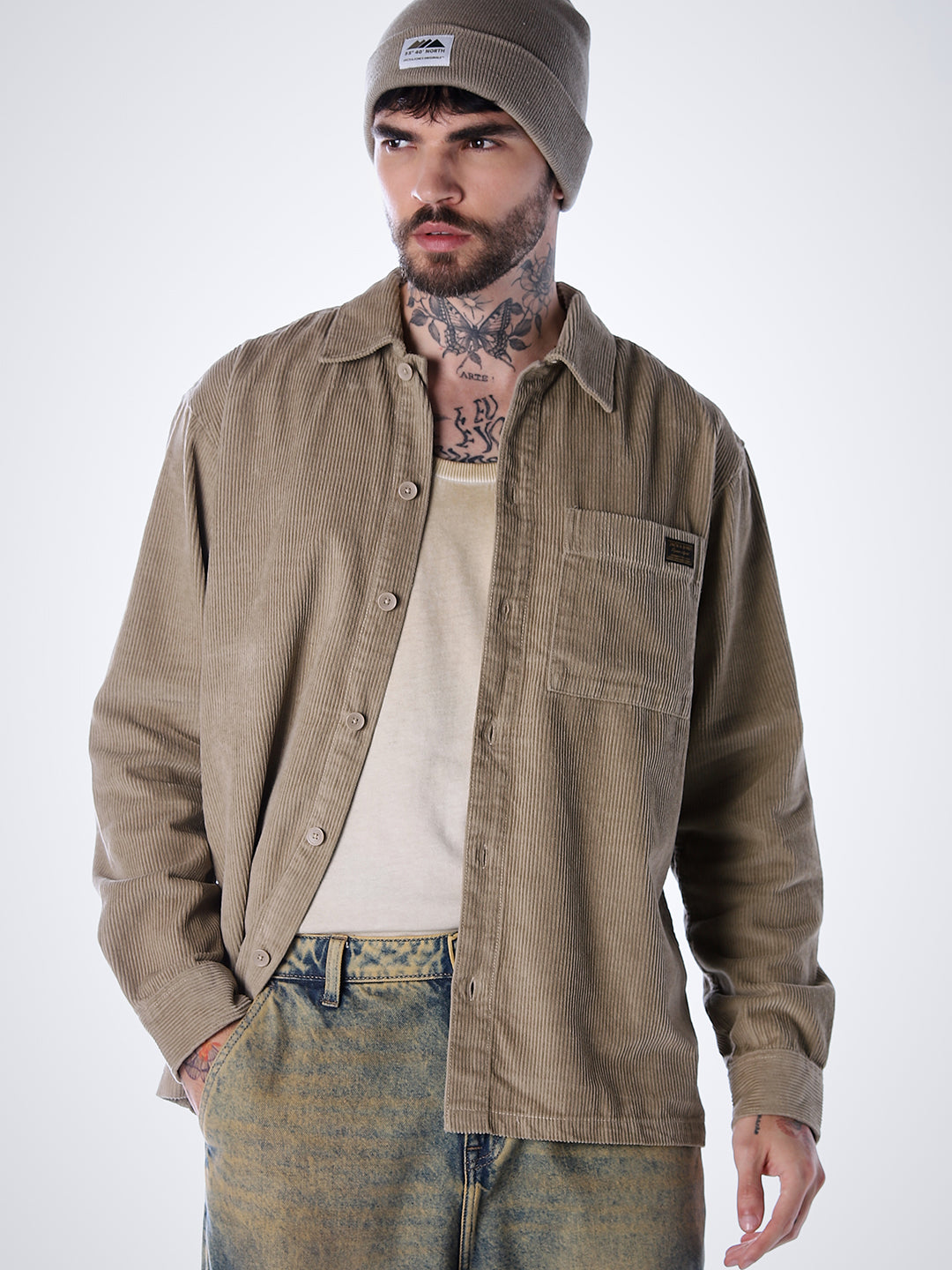 Corduroy Overshirt - Brown - XL