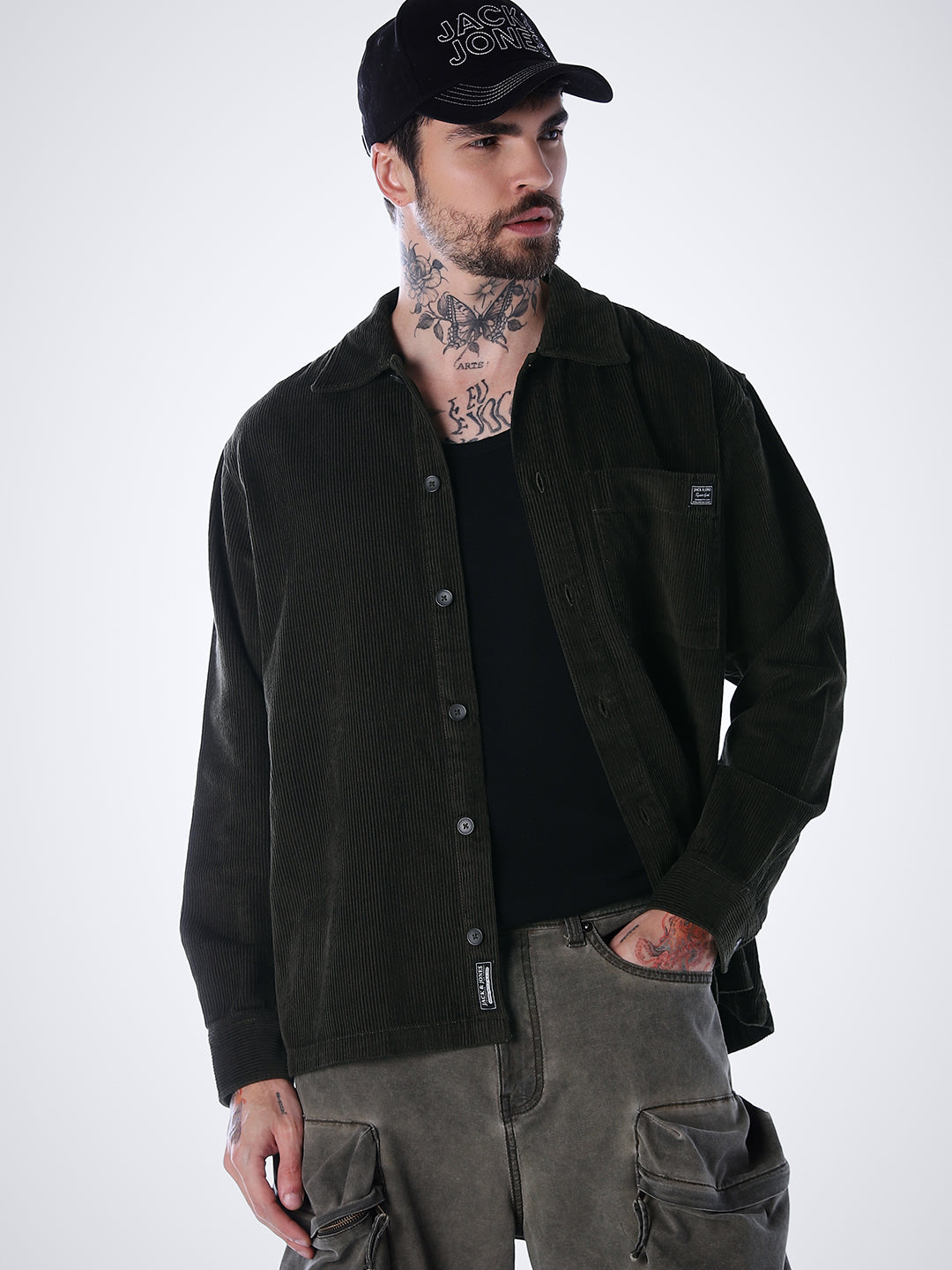 Corduroy Overshirt - Green - S
