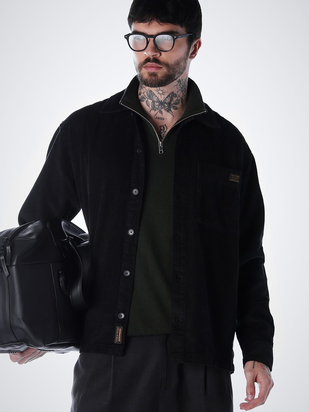 Corduroy Overshirt - Black - M