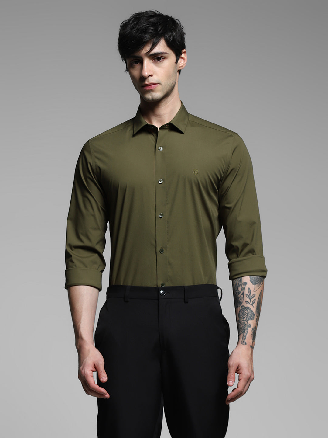 Dark Olive Slim Fit Formal Shirt