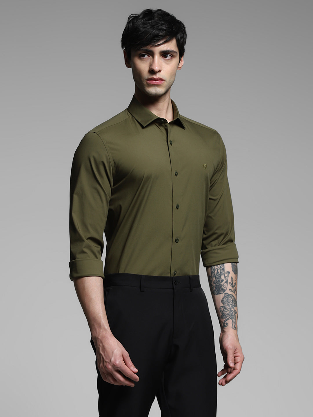 Dark Olive Slim Fit Formal Shirt