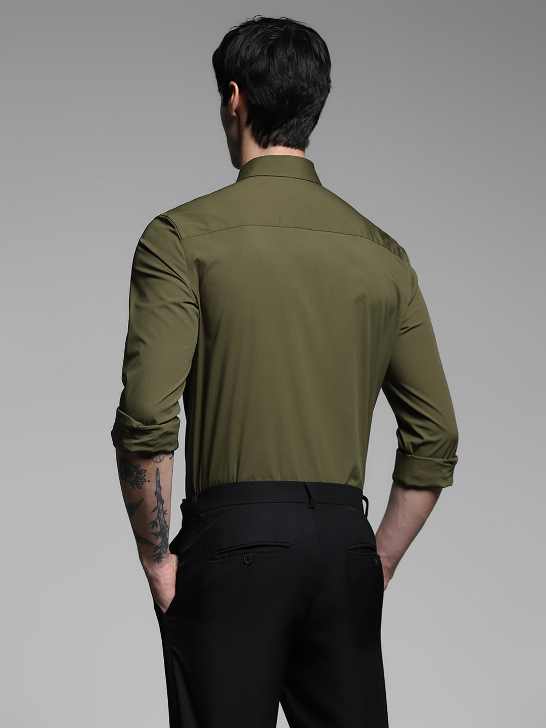 Olive Slim Fit Formal Shirt