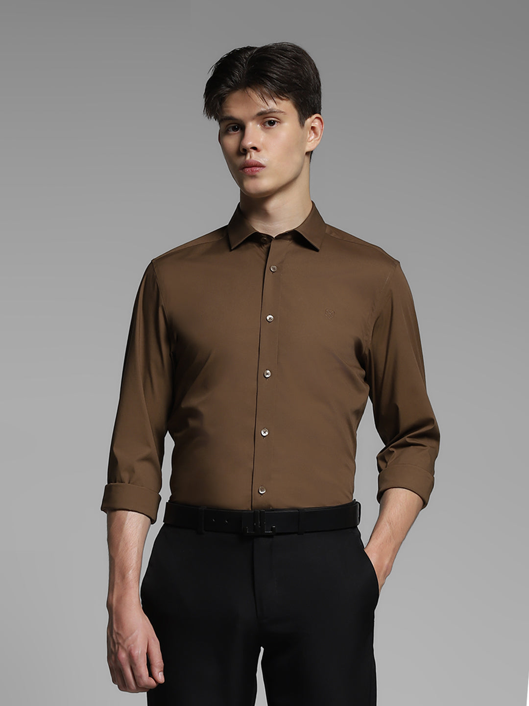 Brown Slim Fit Formal Shirt - 2XL