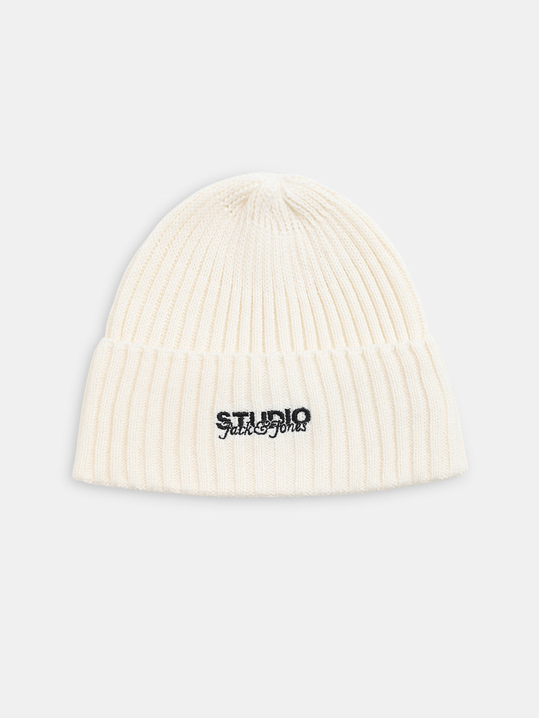 Off-White Acrylic Knitted Beanie - Free Size