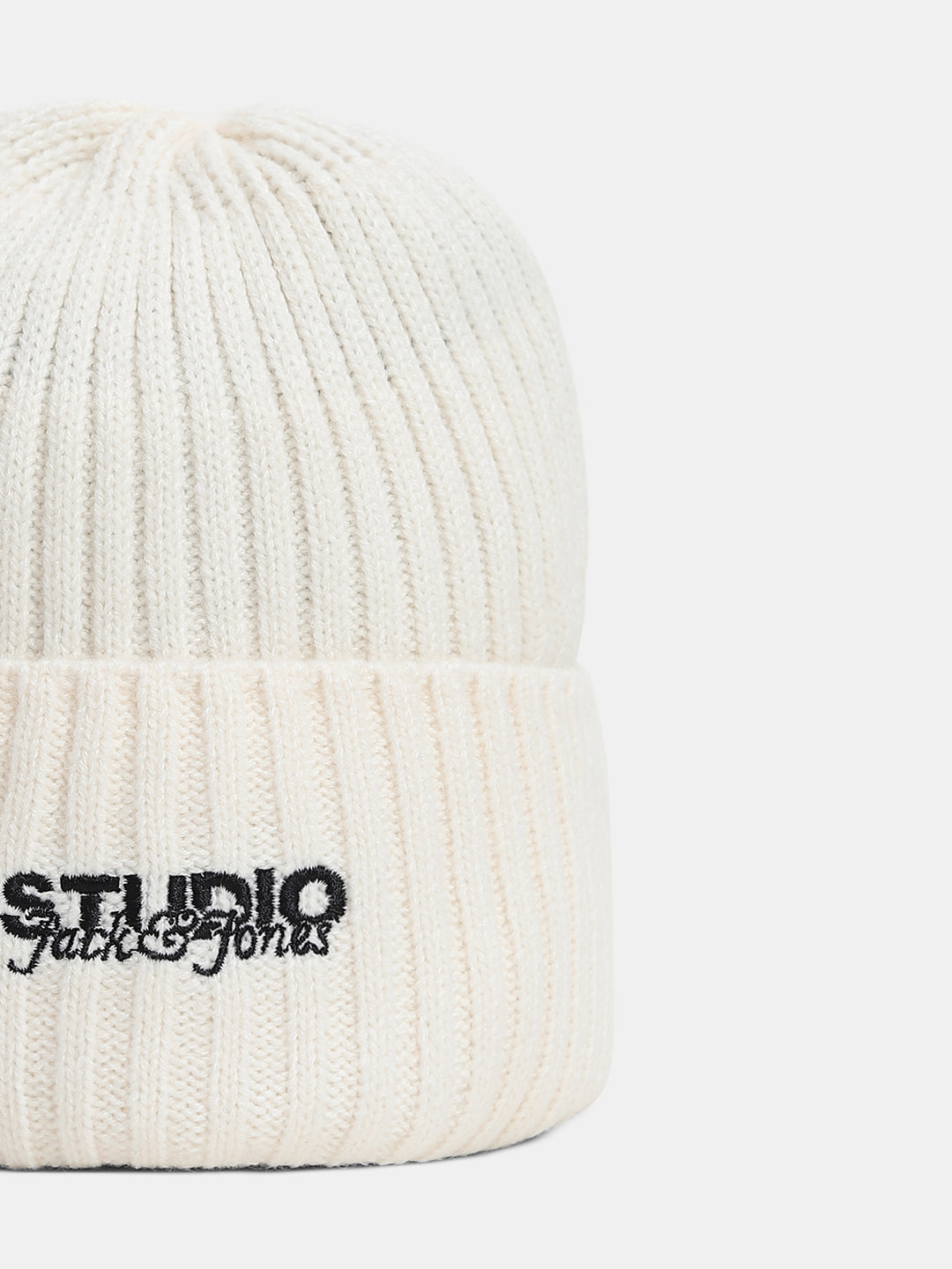 Off-White Acrylic Knitted Beanie