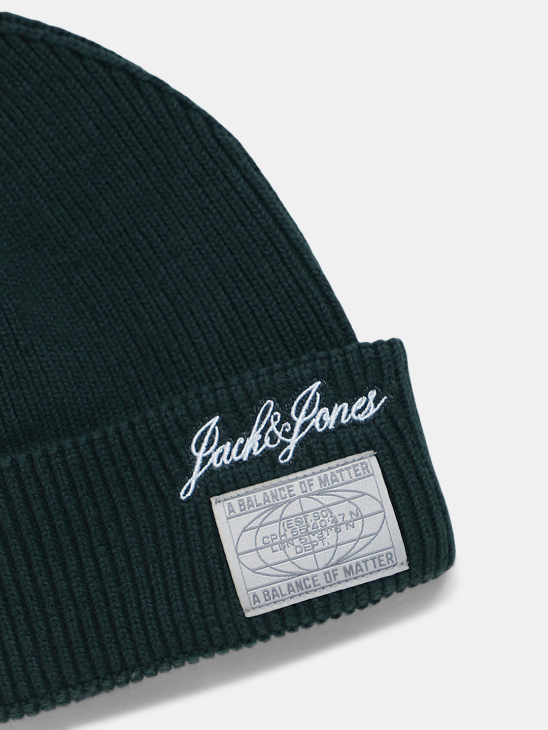 Green Logo Print Cotton Beanie
