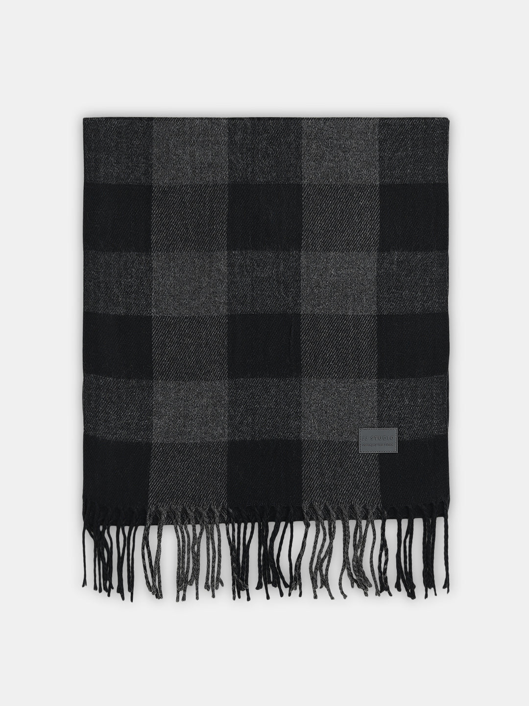 Black Check Acrylic Scarf - Free Size