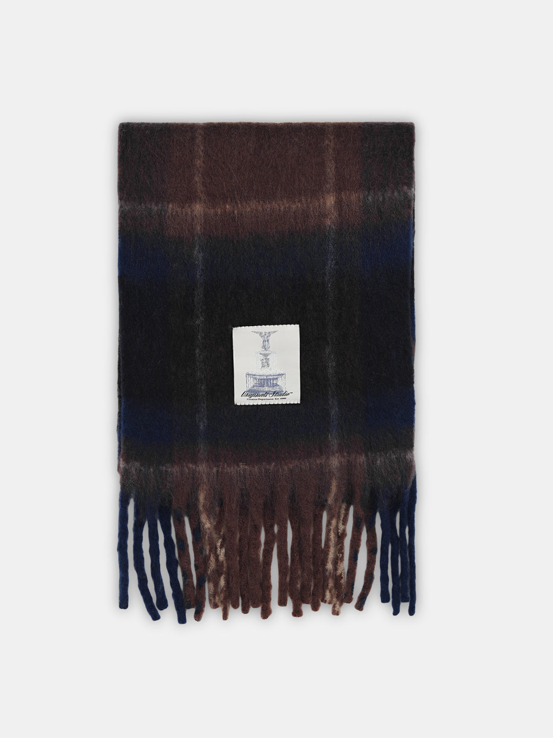 Dark Blue Check Chunky Scarf