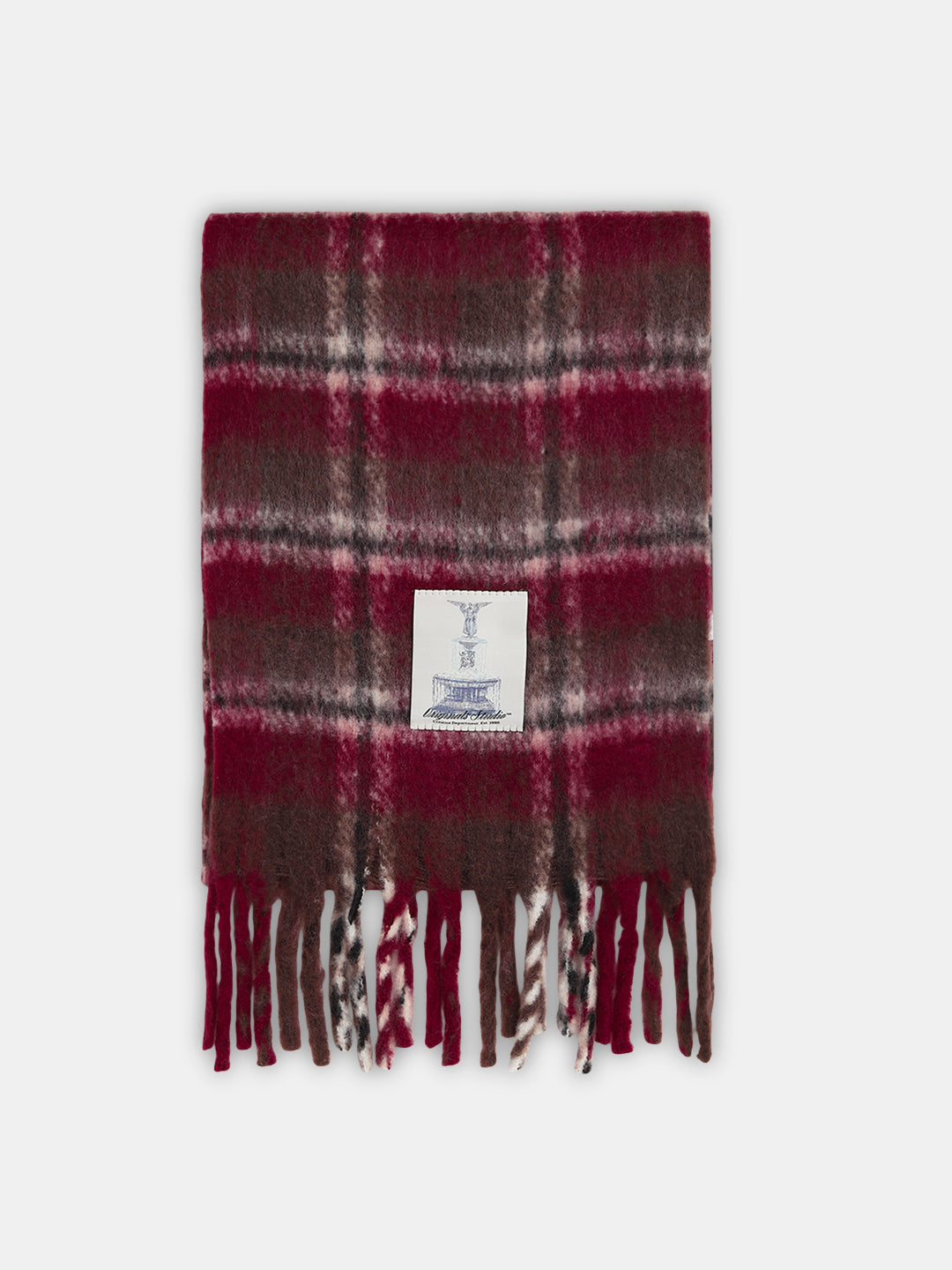 Maroon Check Chunky Scarf - Free Size