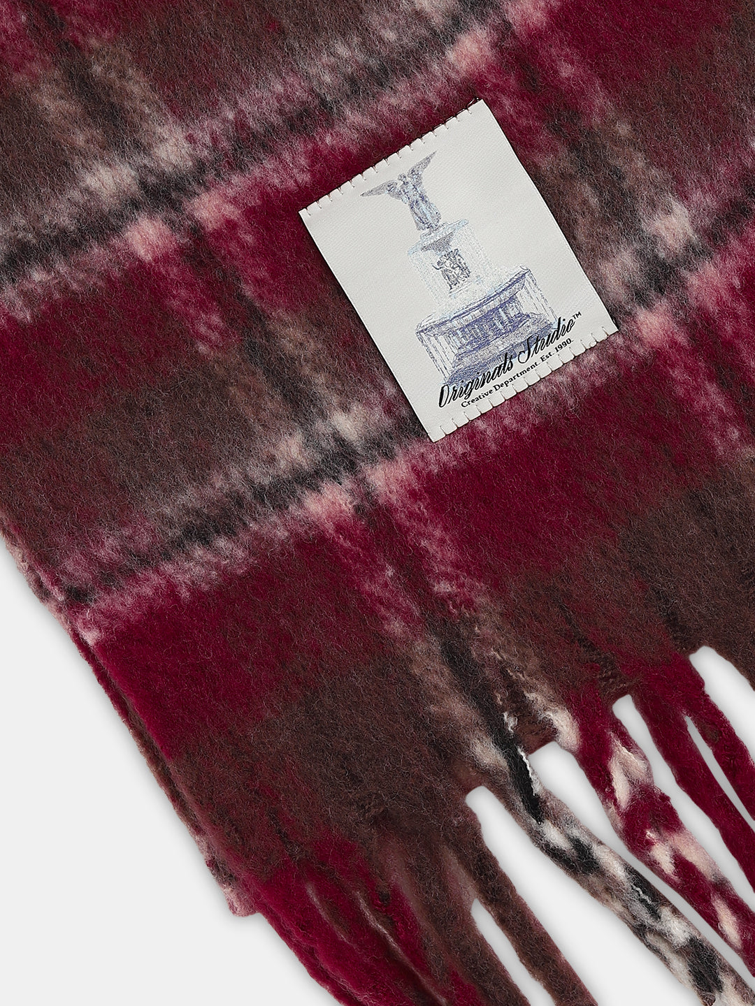 Maroon Check Chunky Scarf