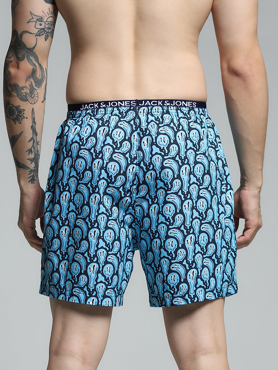 Navy Blue Printed Cotton Boxers