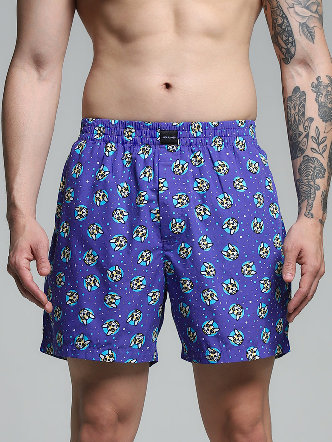 Blue Doggo Print Cotton Boxers - XL