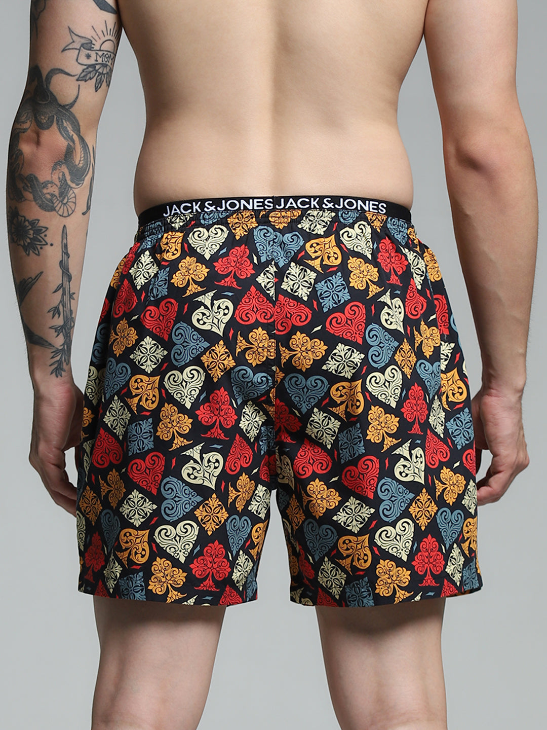 Black Card Deck Print Cotton Boxers