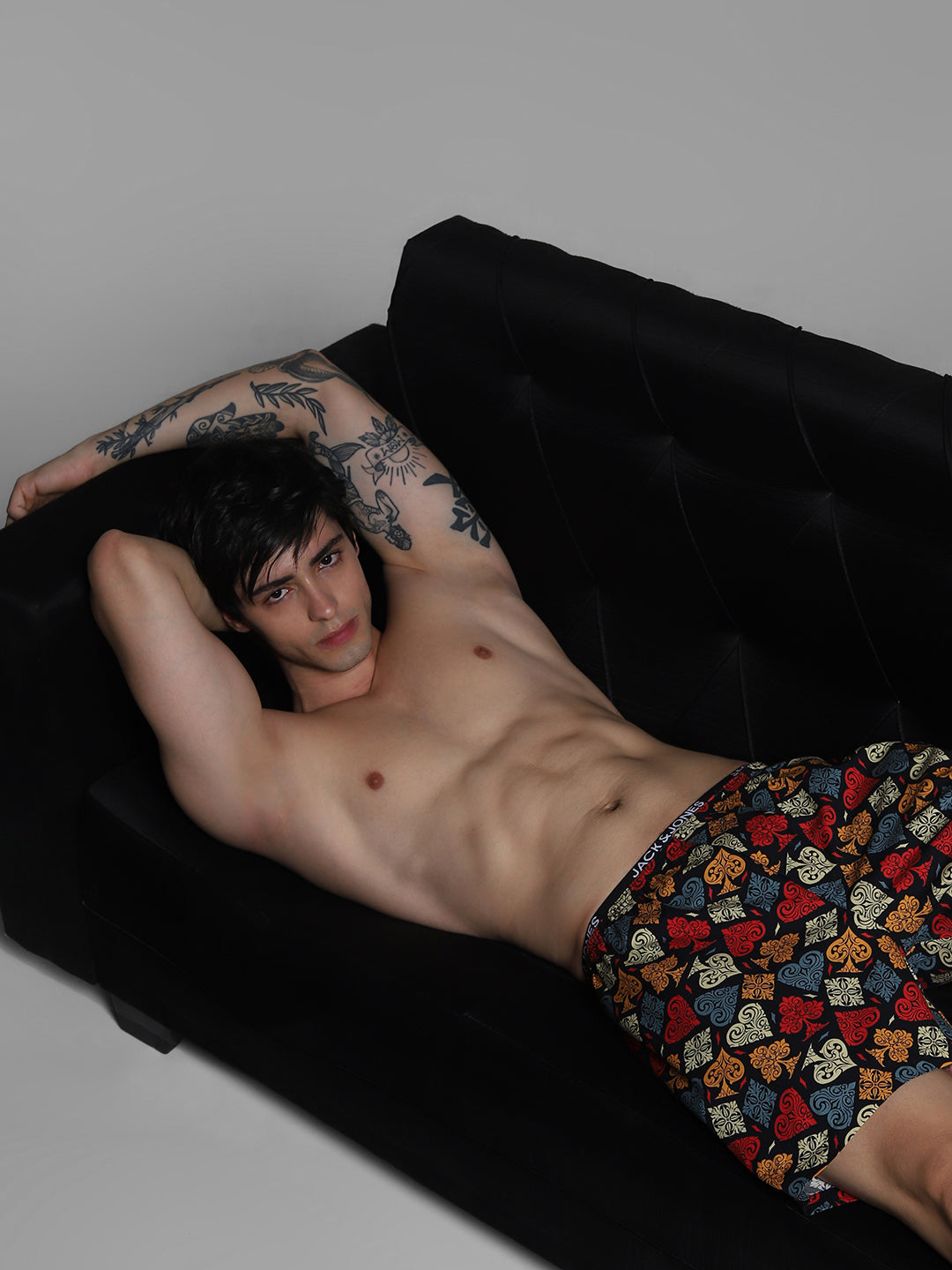 Black Card Deck Print Cotton Boxers