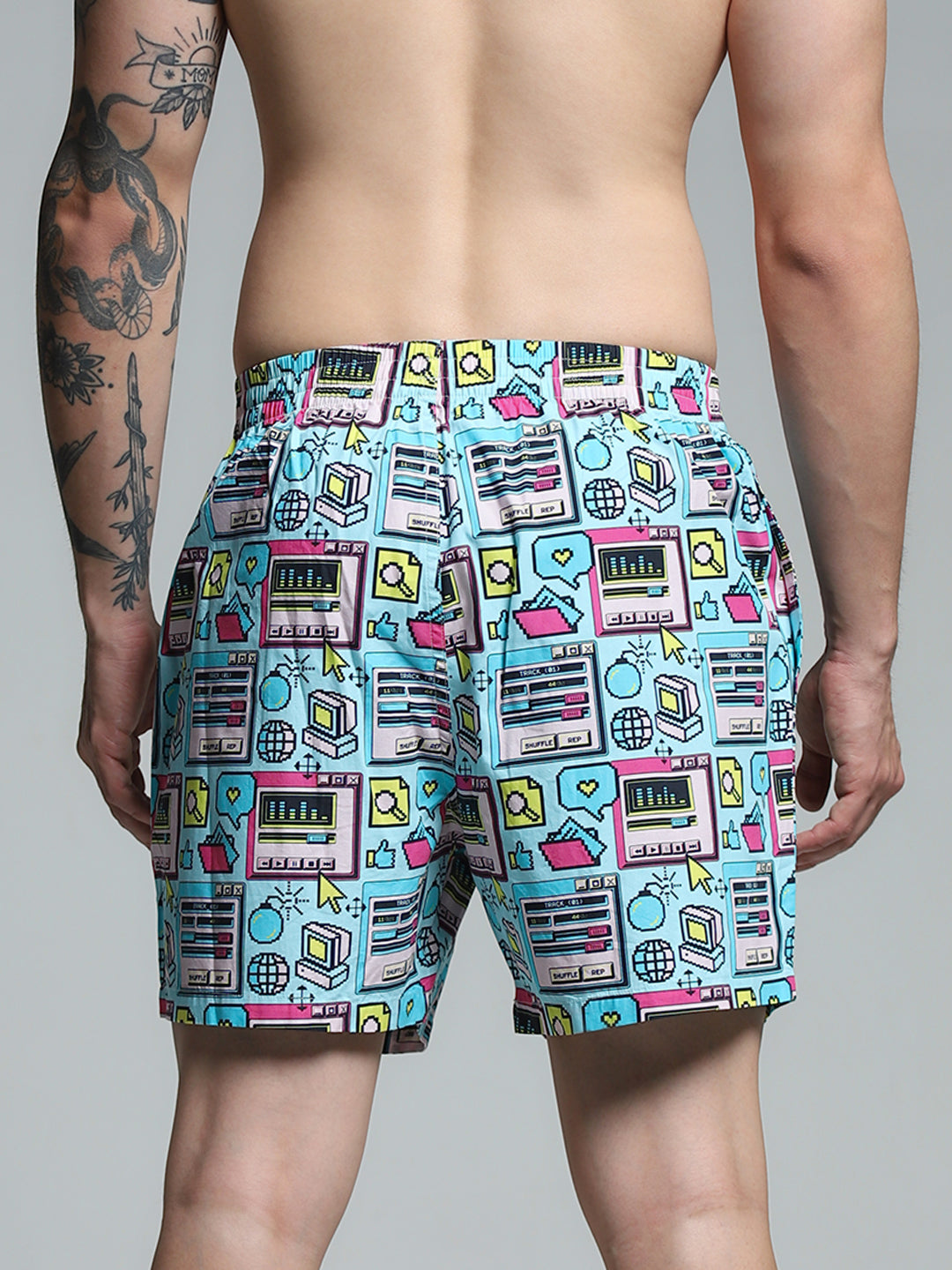 Blue Computer Print Cotton Boxers