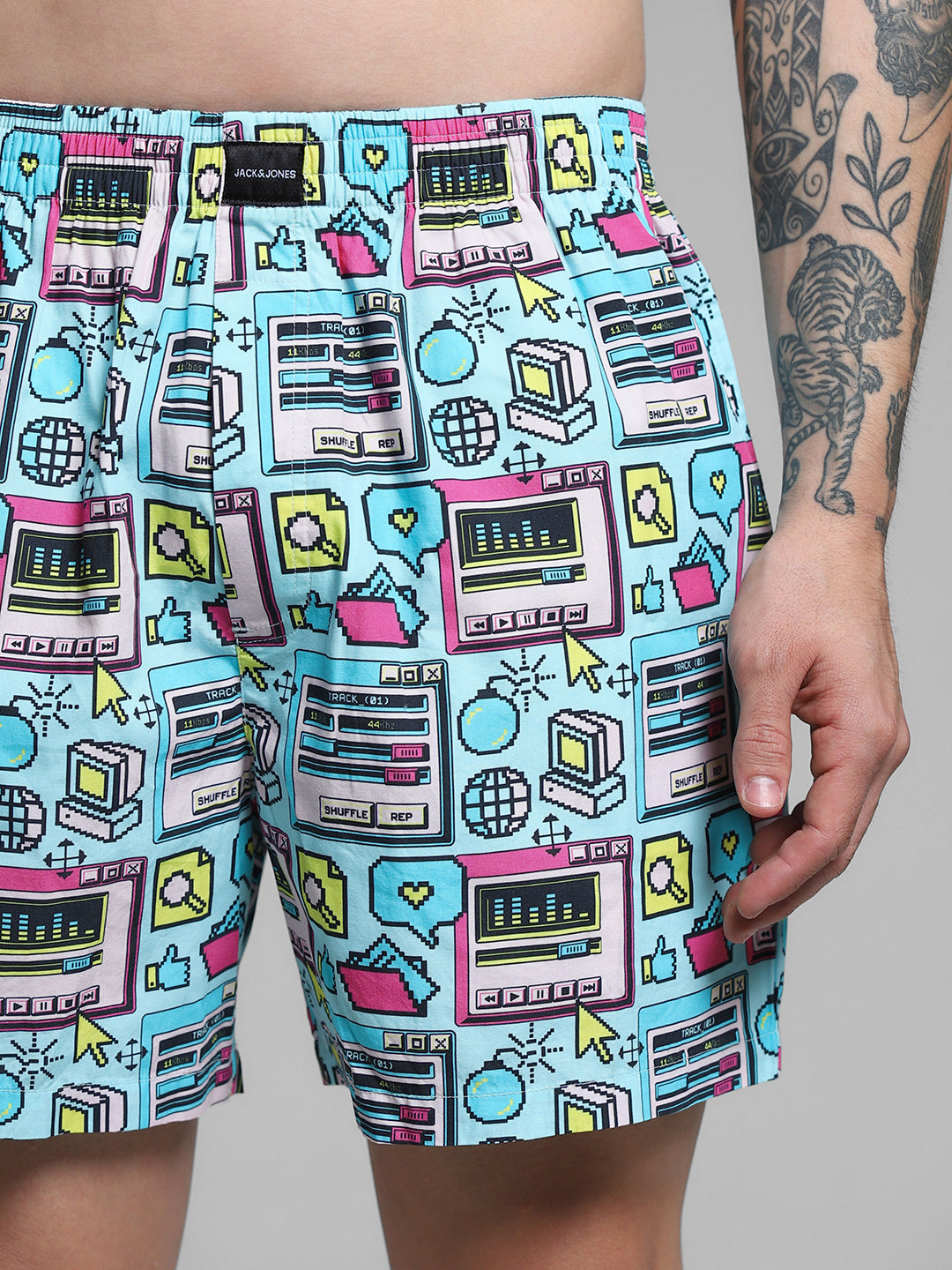 Blue Computer Print Cotton Boxers