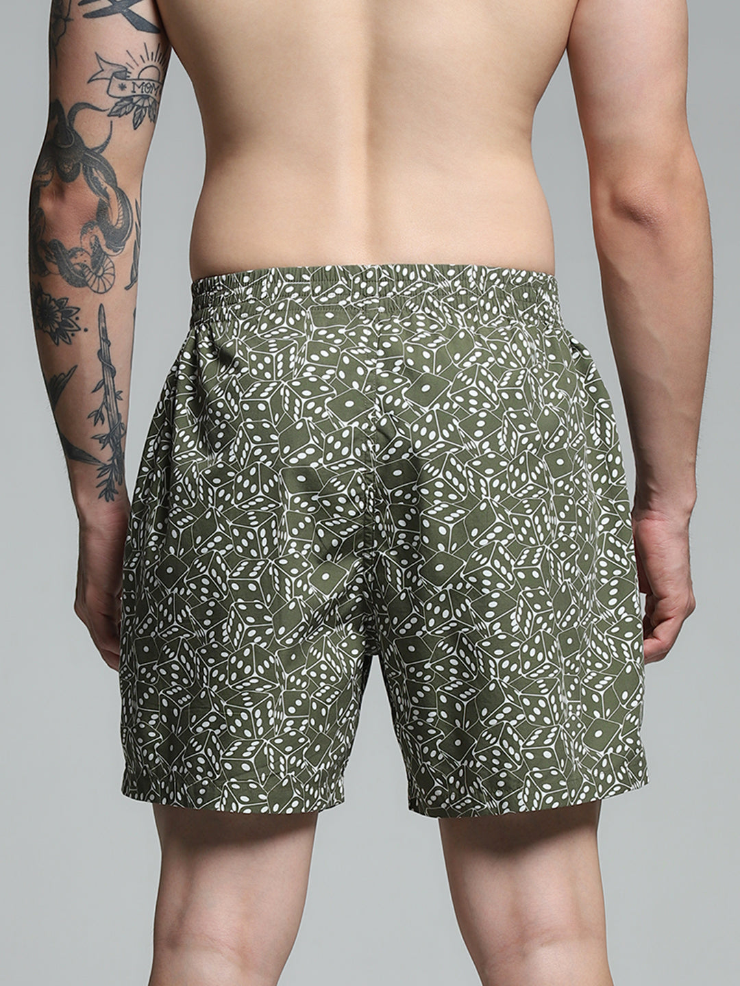 Green Dice Print Cotton Boxers