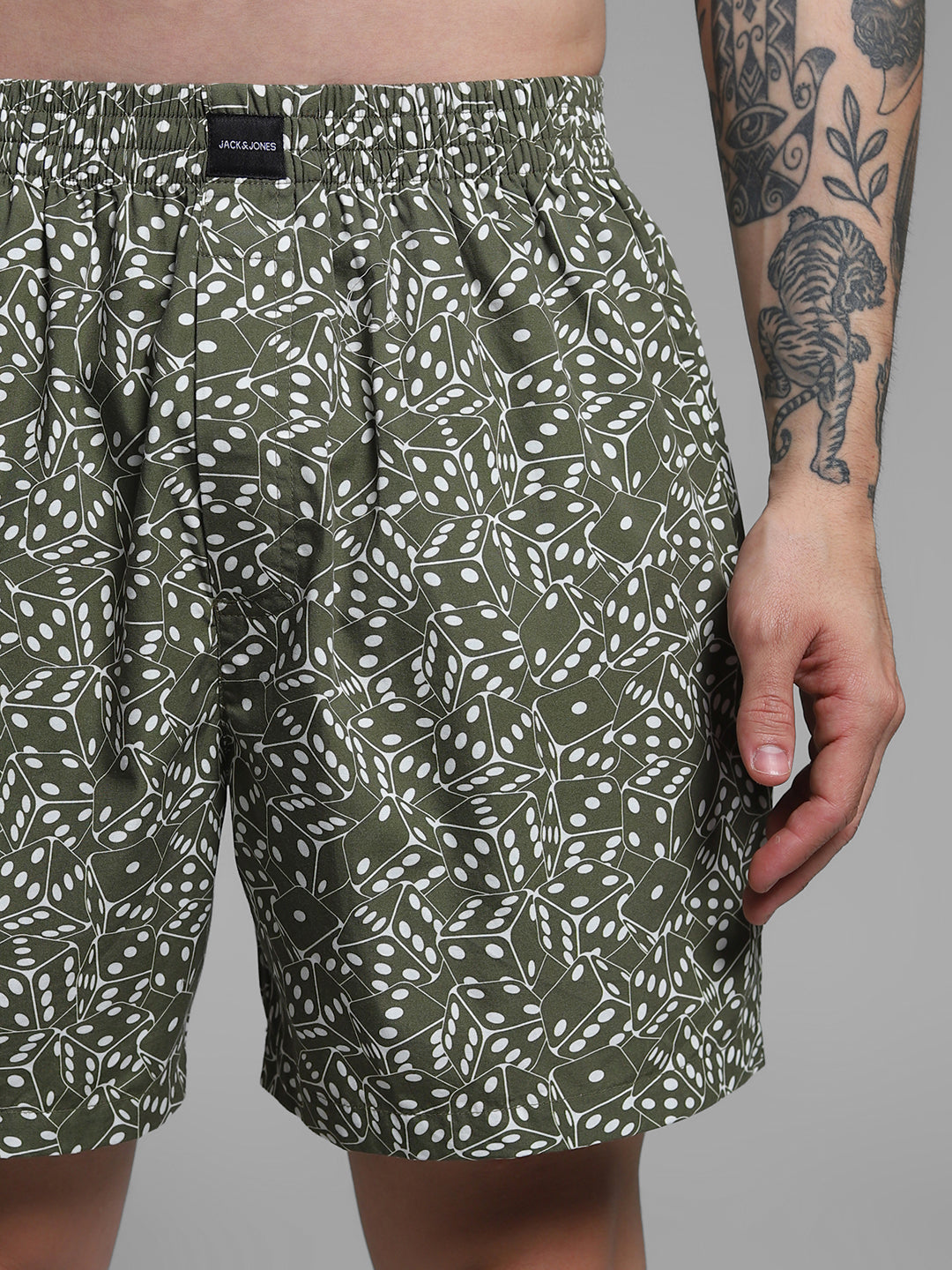 Green Dice Print Cotton Boxers