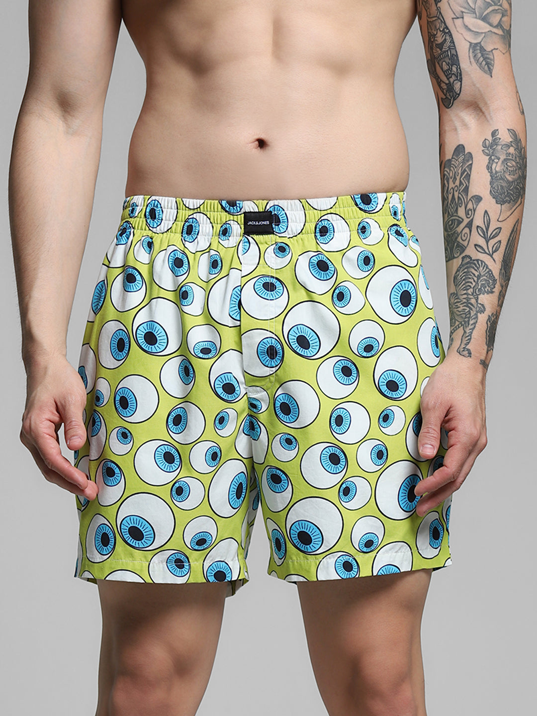 Lime Green Printed Cotton Boxers - S