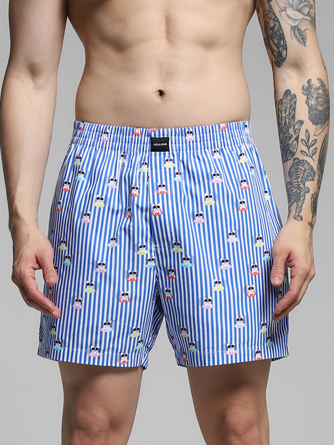 Blue Striped Cotton Boxers - M