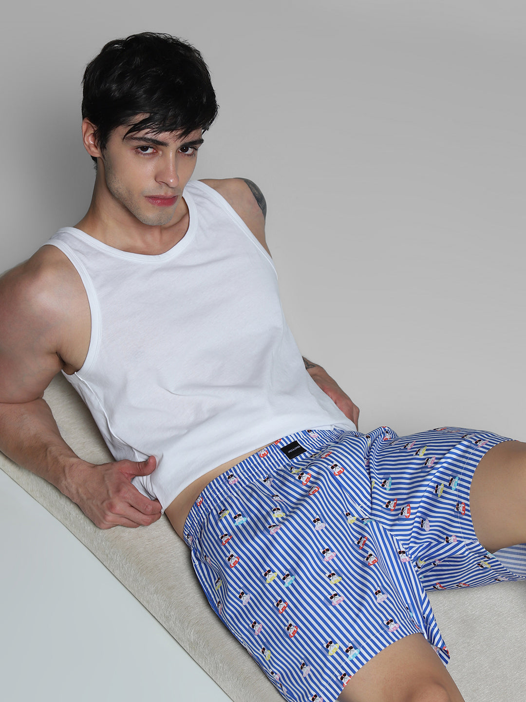 Blue Striped Cotton Boxers