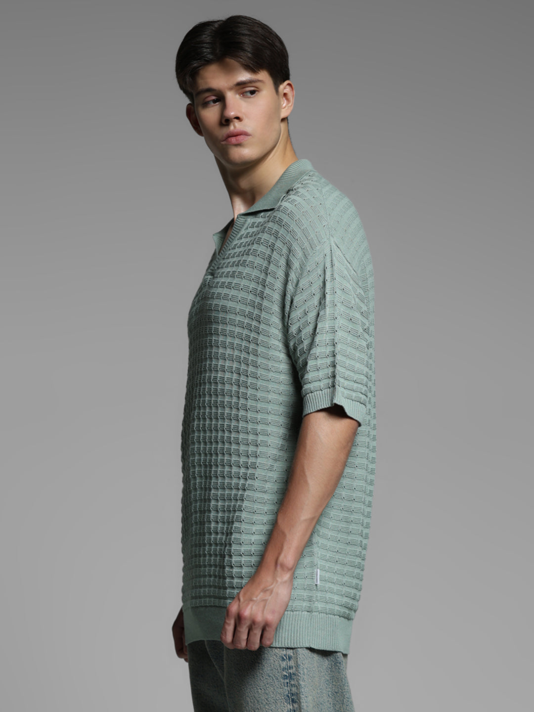 Green Jacquard Oversized Polo