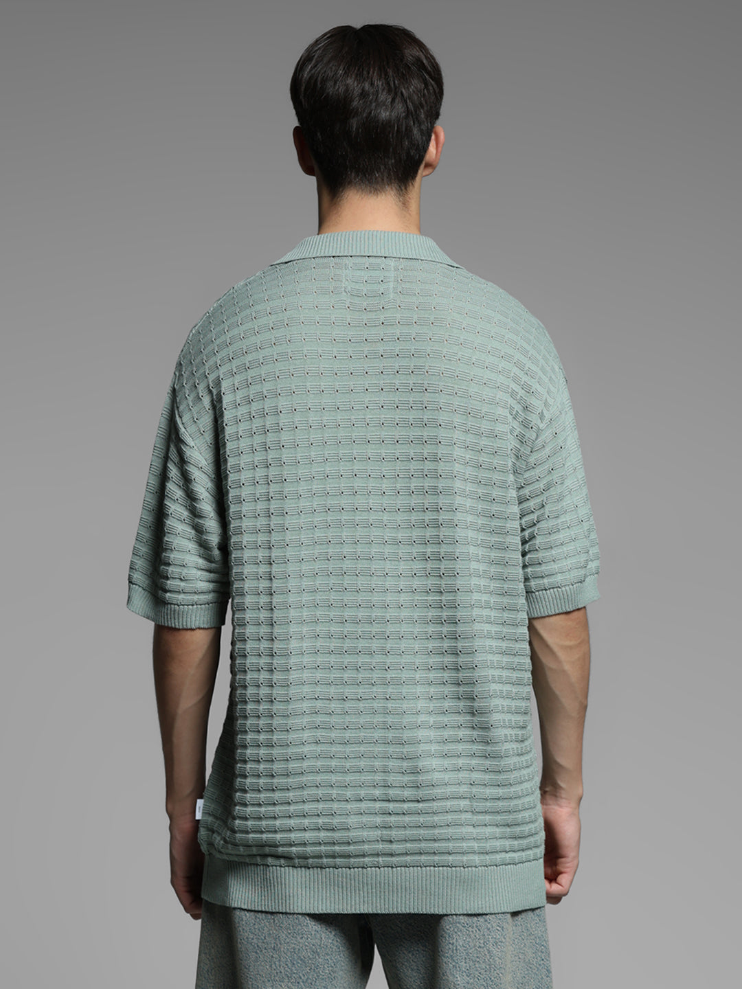 Green Jacquard Oversized Polo