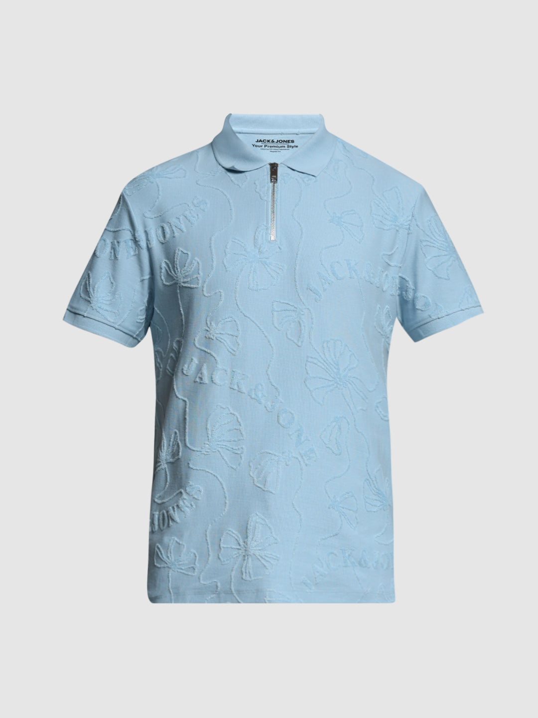 Blue Floral Embroidery Polo