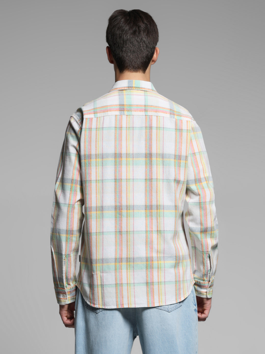 White Check Linen Blend Shirt