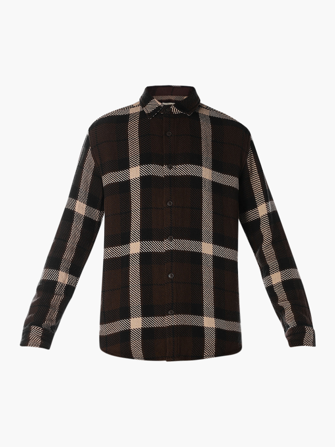 Dark Brown Check Cotton Shirt