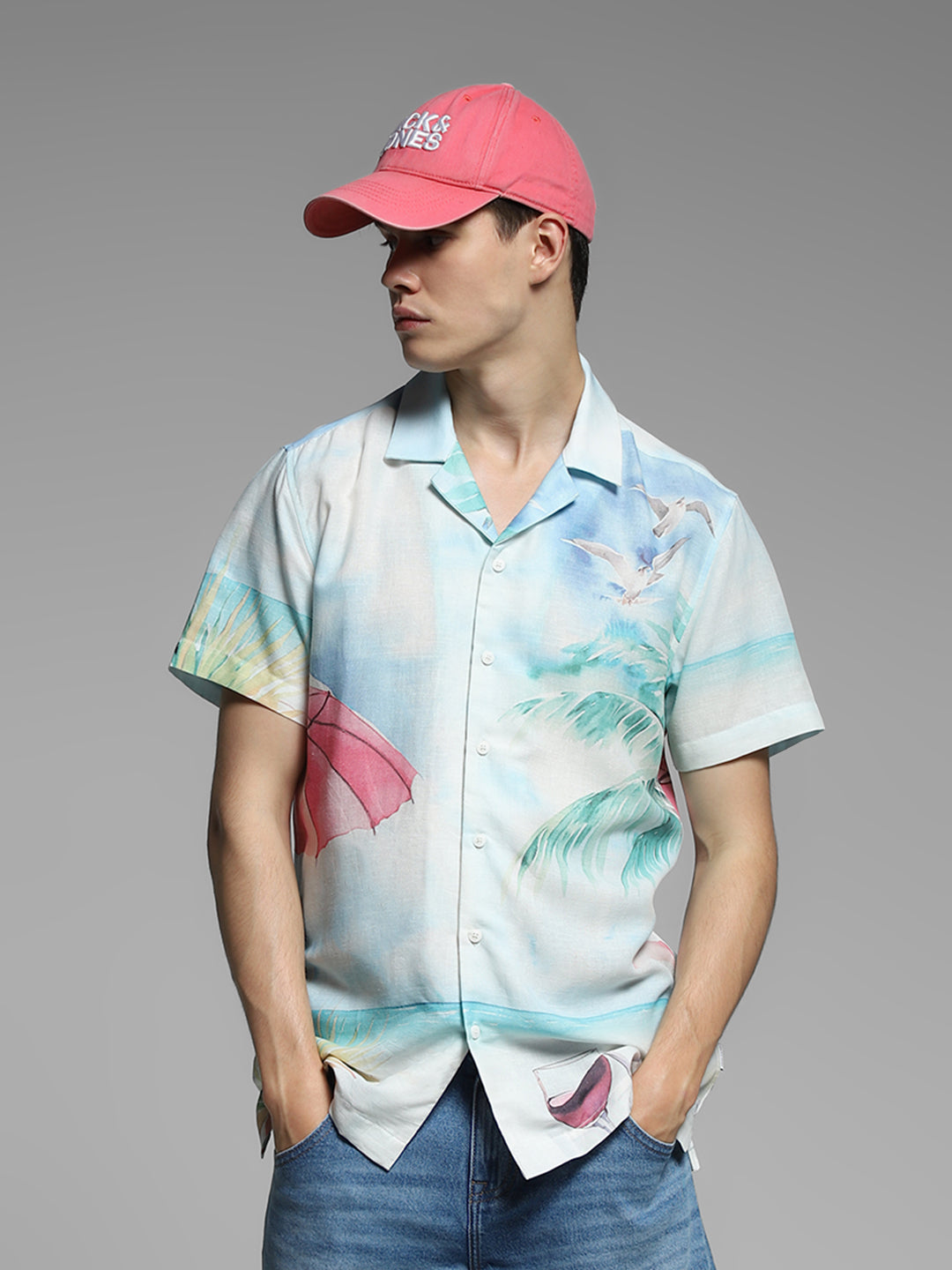 JACK&JONES Blue Printed Comfort Fit Shirt