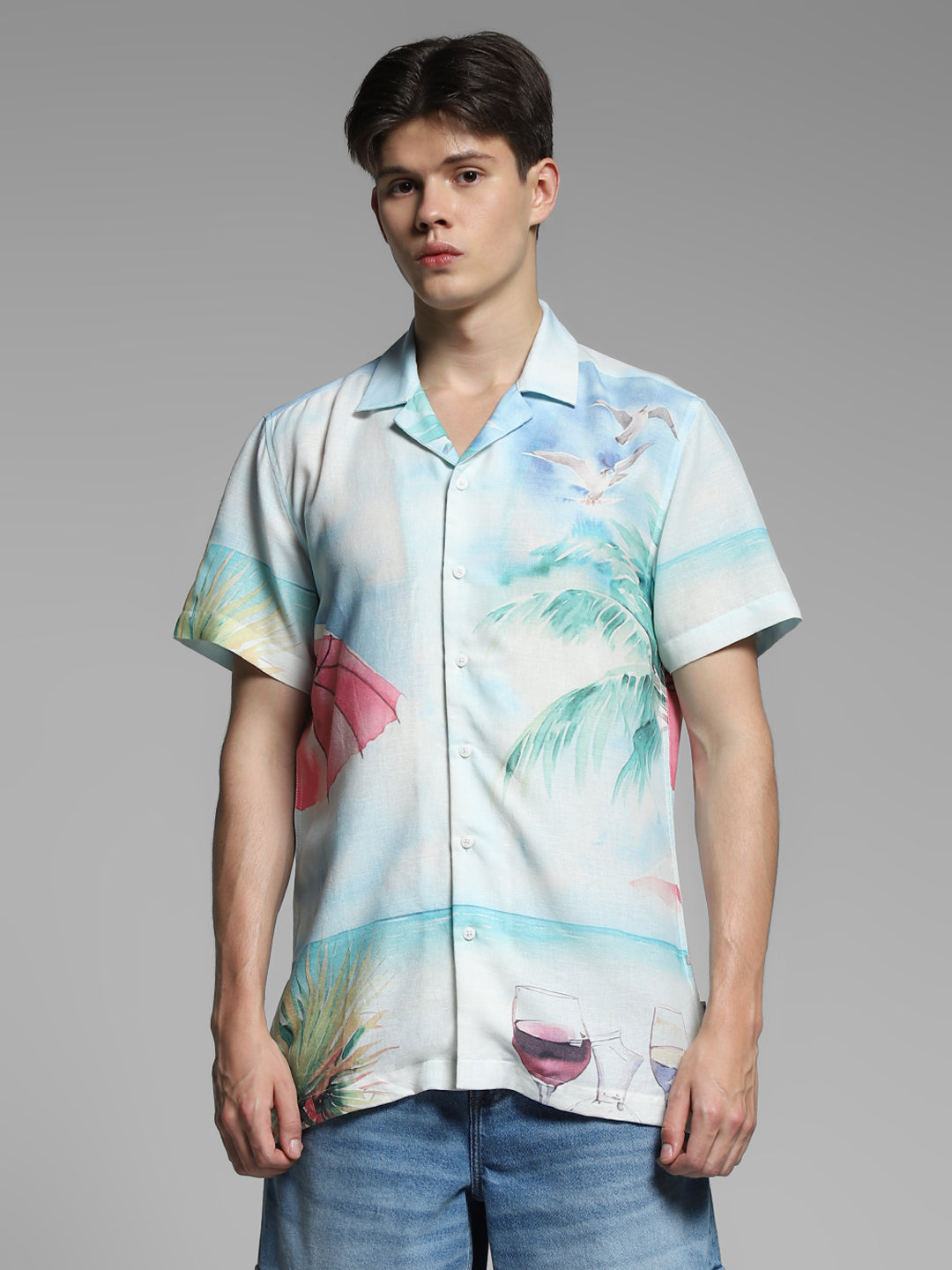 JACK&JONES Blue Printed Comfort Fit Shirt