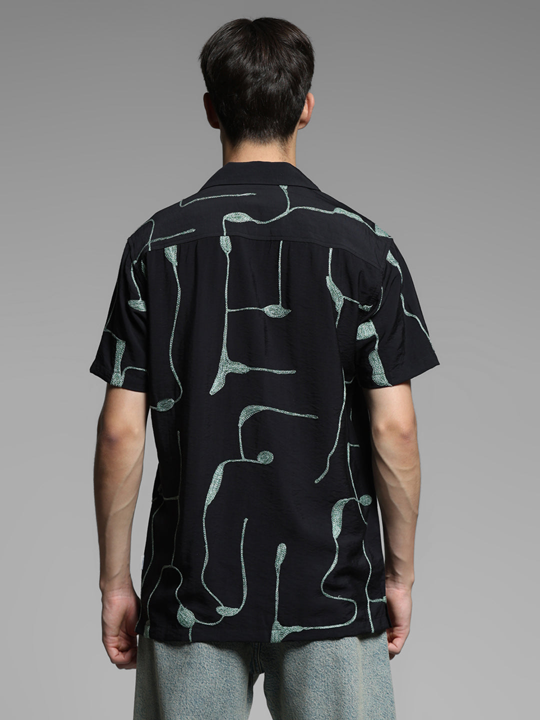 Black Embroidered Comfort Fit Shirt