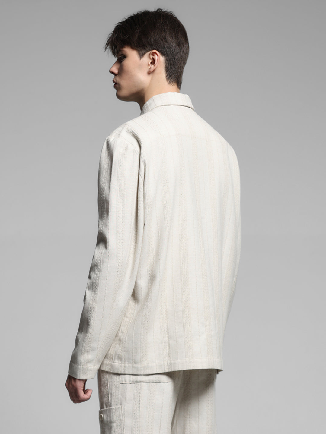 Cream Striped Oversized Shirt